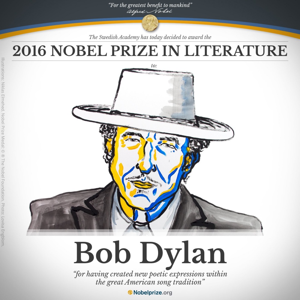Danh ca Bob Dylan giành giải Nobel Văn học năm 2016 